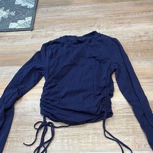 SHEIN Blue Ruched Tie Front shirt